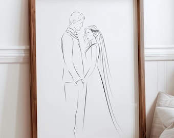 Custom Prints, Custom Line Art, Custom Drawing, Personalized Line Drawing, Custom Portrait, Customized Art, Custom Wall Art, Couple Line Art