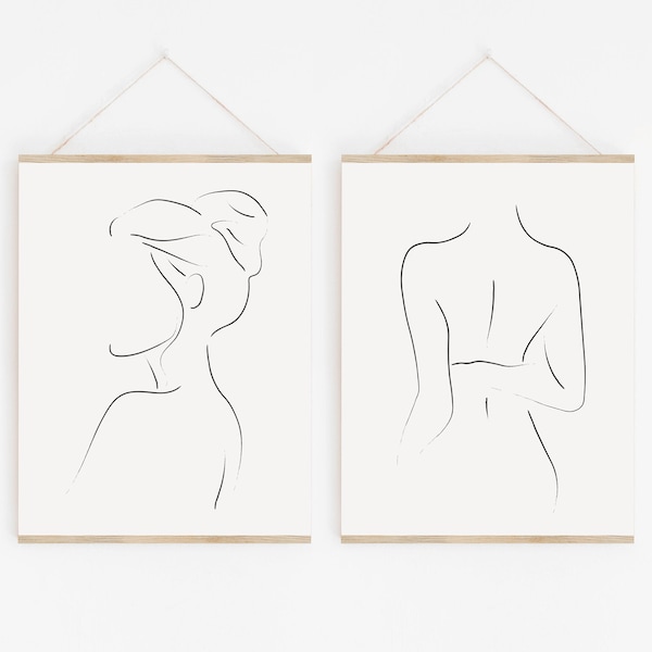 Woman Line Art Set, Minimal Line Woman Sketch,  Female Poster, Minimalist Woman Art, Abstract Woman Line, Woman Body and Face Printable Art