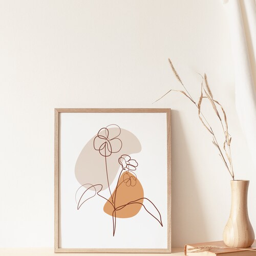 Sunflower Minimalist One Line Art Modern Printable Wall Art - Etsy