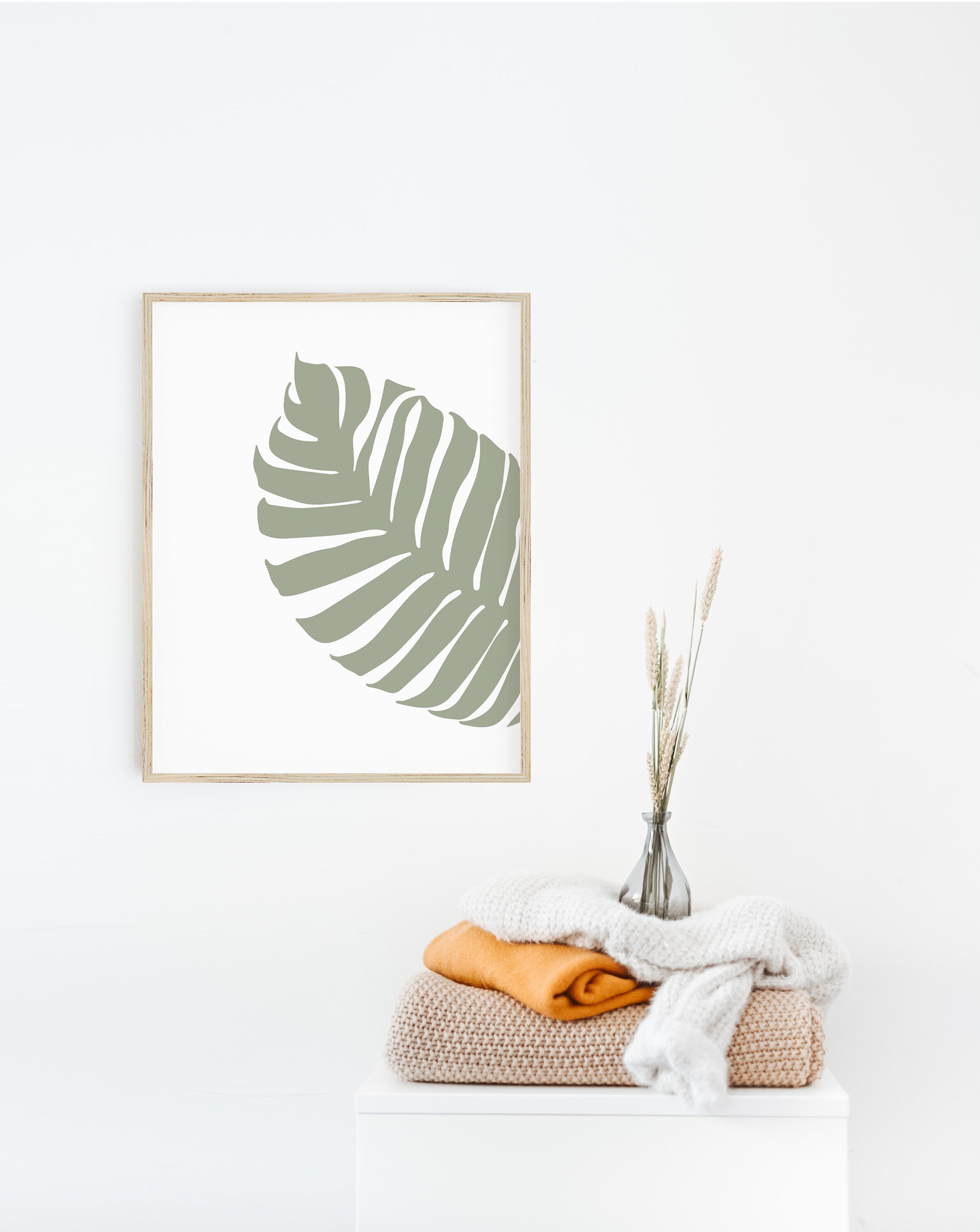Abstract Botanical Line Art Palm Leaf Print Printable Wall | Etsy