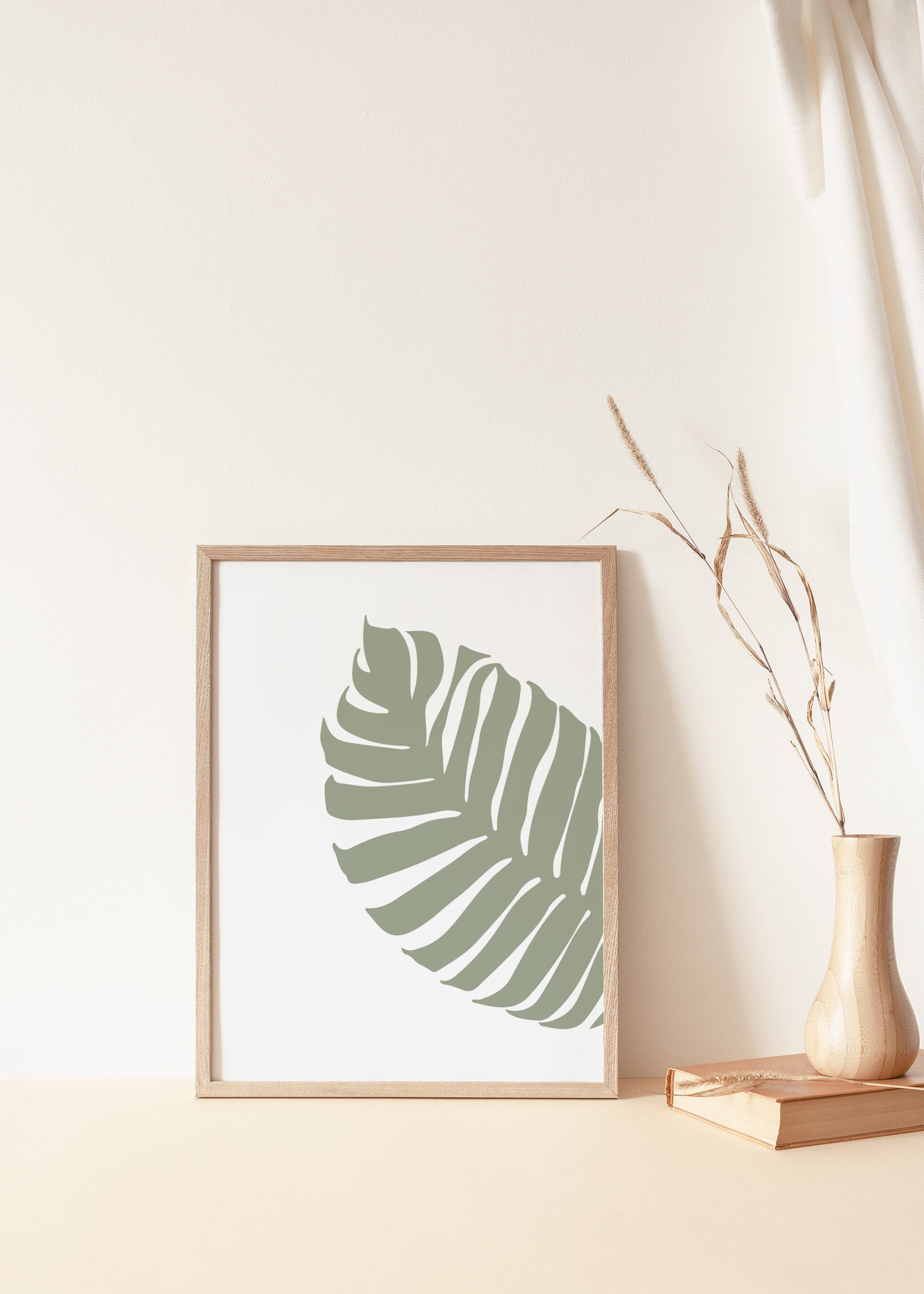 Abstract Botanical Line Art Palm Leaf Print Printable Wall | Etsy