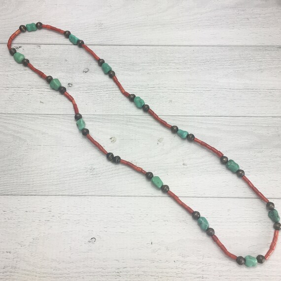 Vintage Coral & Turquoise , Hand crafted Silver b… - image 2