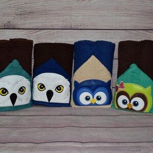 Owl Hooded Towel, Personalized Free, Unique Gift, Bath Towel, Pool Towel, Beach Towel, Child Towel