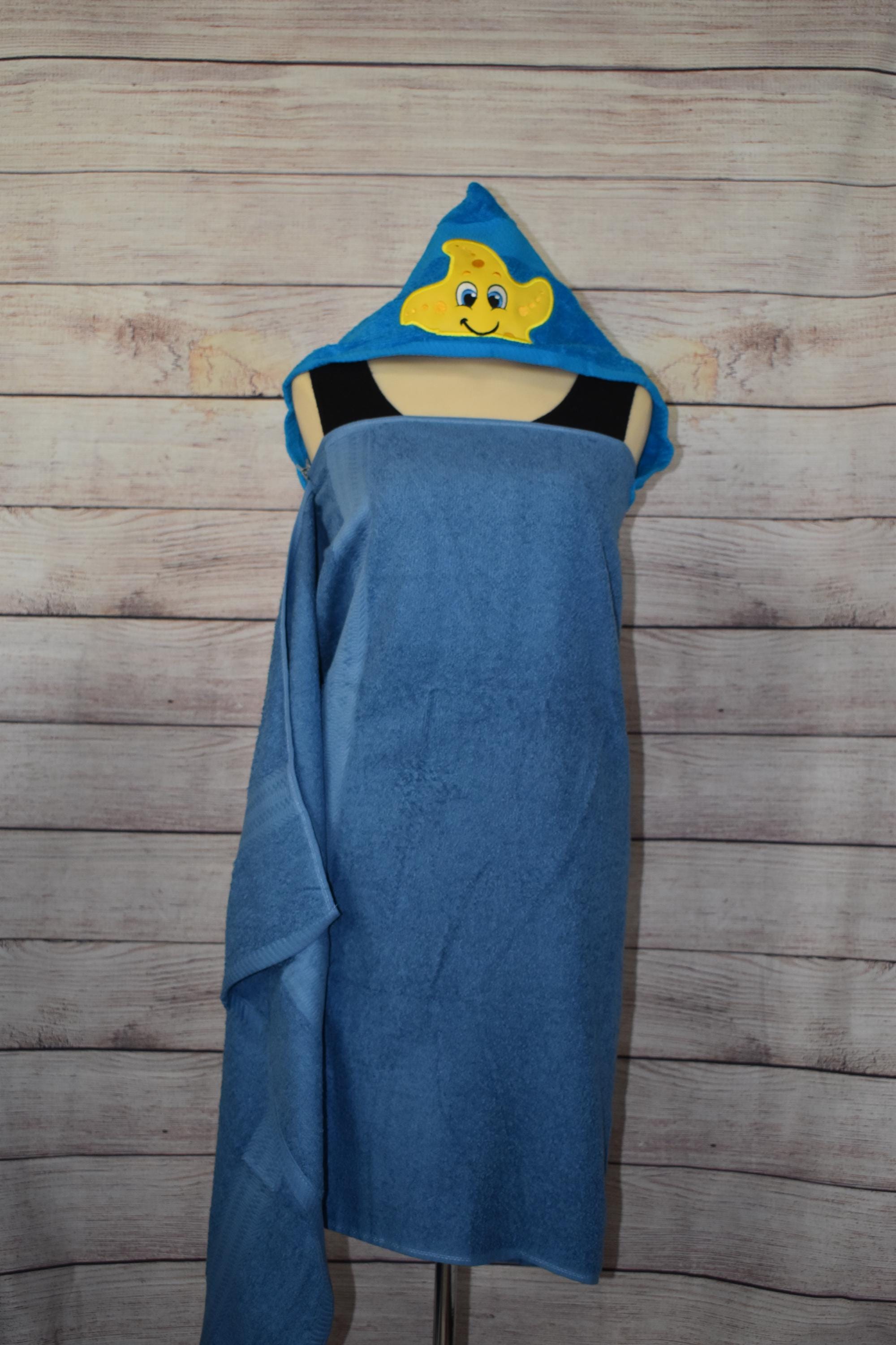 Starfish Hooded Towel, Personalized Free, Unique Gift, Bath Towel, Pool Towel, Beach Towel, Child Towel - Thumbnail 2