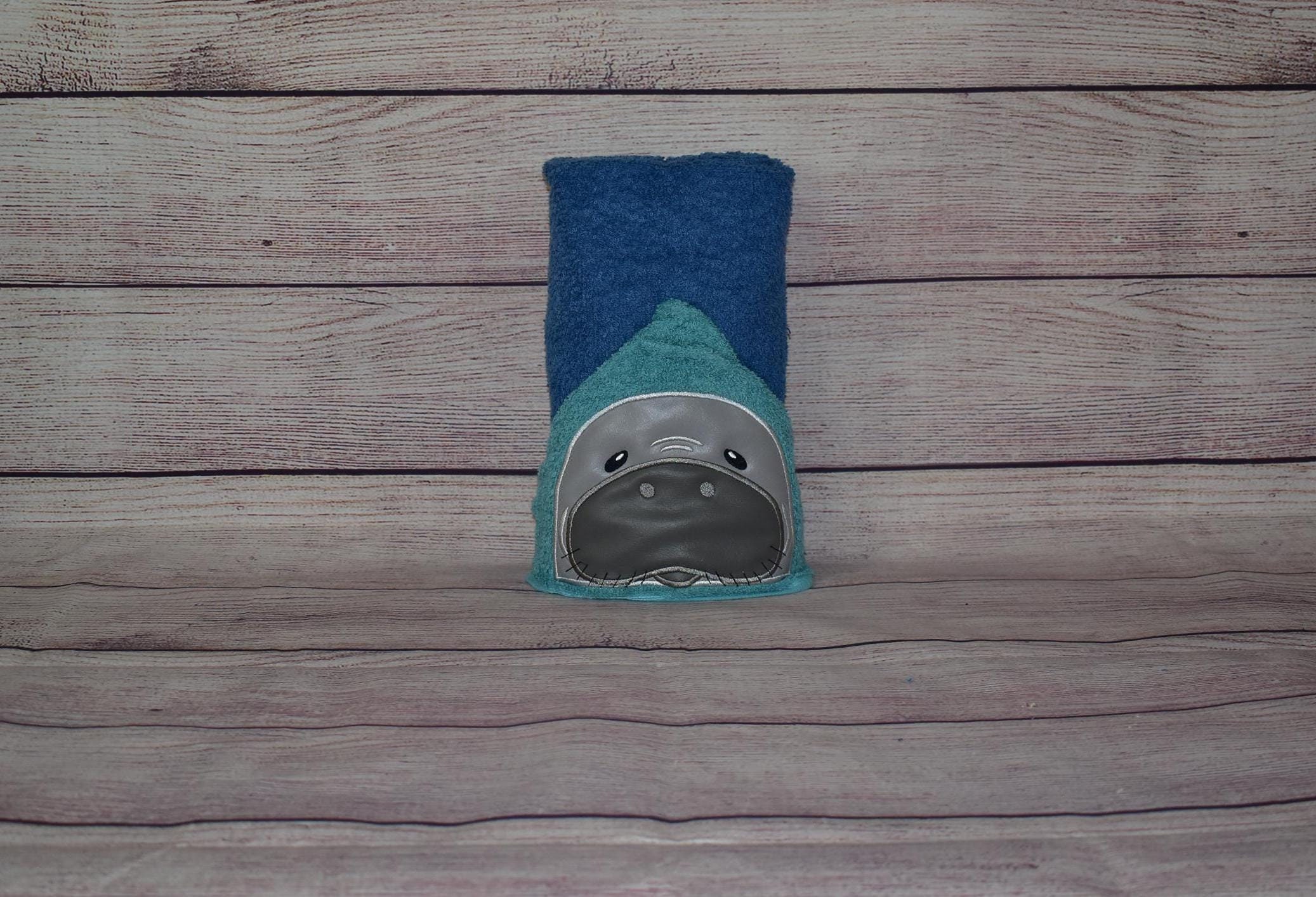 Manatee Hooded Towel, Personalized Free, Unique Gift, Bath Towel, Pool Towel, Beach Towel, Child Towel - Image 1