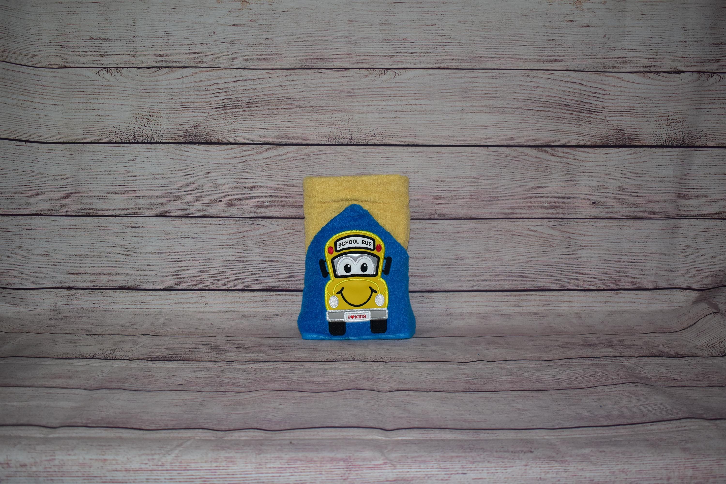 School Bus Hooded Towel, Personalized Free, Unique Gift, Bath Towel, Pool Towel, Beach Towel, Child Towel - Thumbnail 3