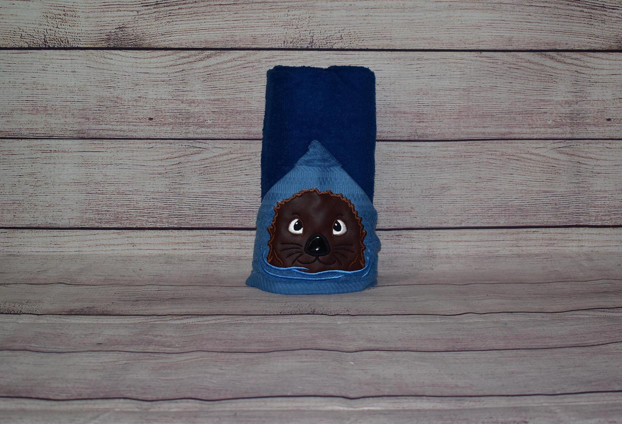 Otter Hooded Towel, Personalized Free, Unique Gift, Bath Towel, Pool Towel, Beach Towel, Child Towel - Image 1