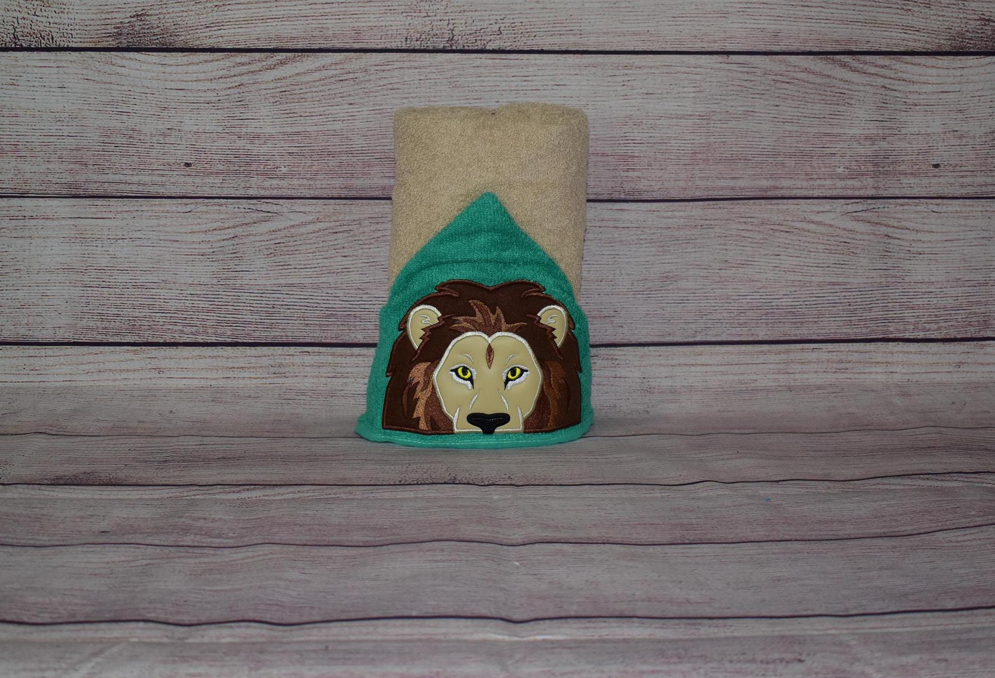 Lion Hooded Towel, Personalized Free, Unique Gift, Bath Towel, Pool Towel, Beach Towel, Child Towel - Image 1