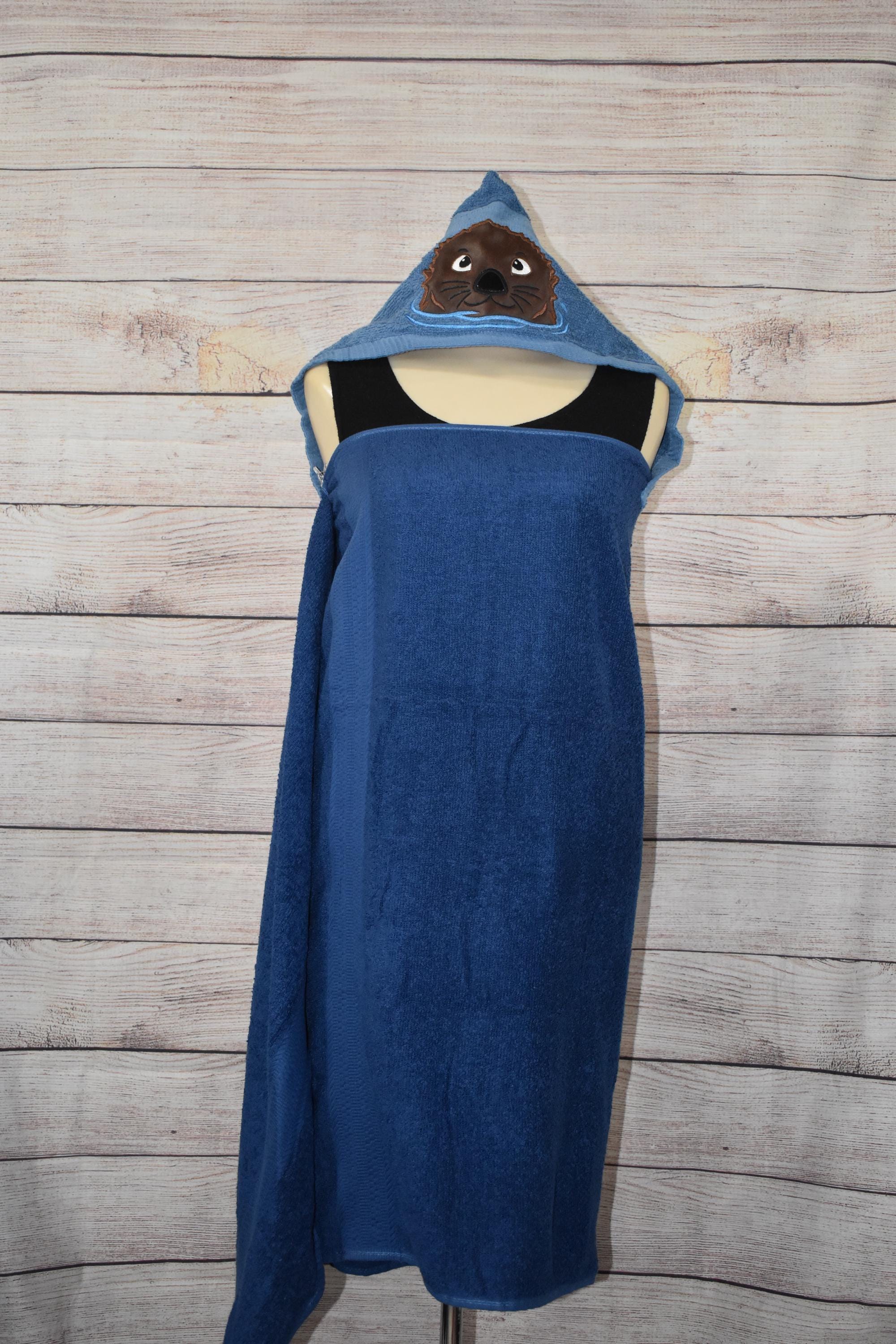 Otter Hooded Towel, Personalized Free, Unique Gift, Bath Towel, Pool Towel, Beach Towel, Child Towel - Thumbnail 2