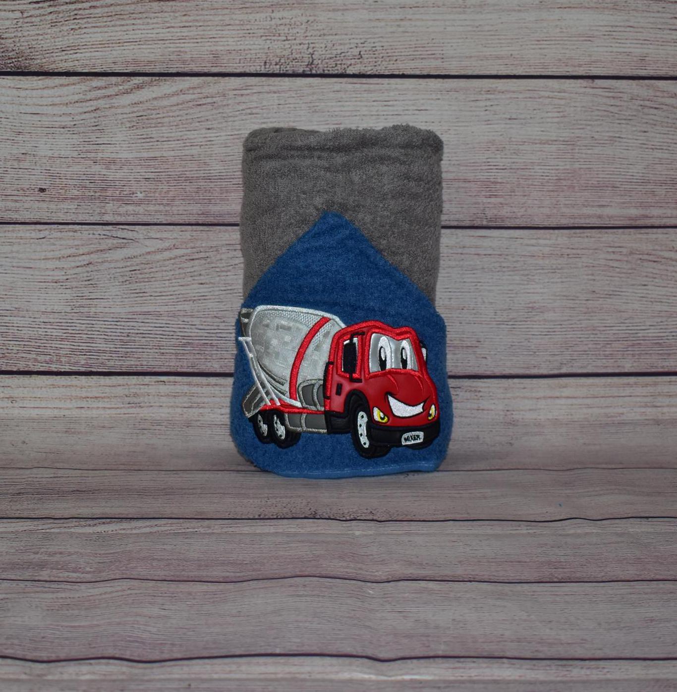 Cement Mixer Hooded Towel, Personalized Free, Unique Gift, Bath Towel, Pool Towel, Beach Towel, Child Towel - Thumbnail 3