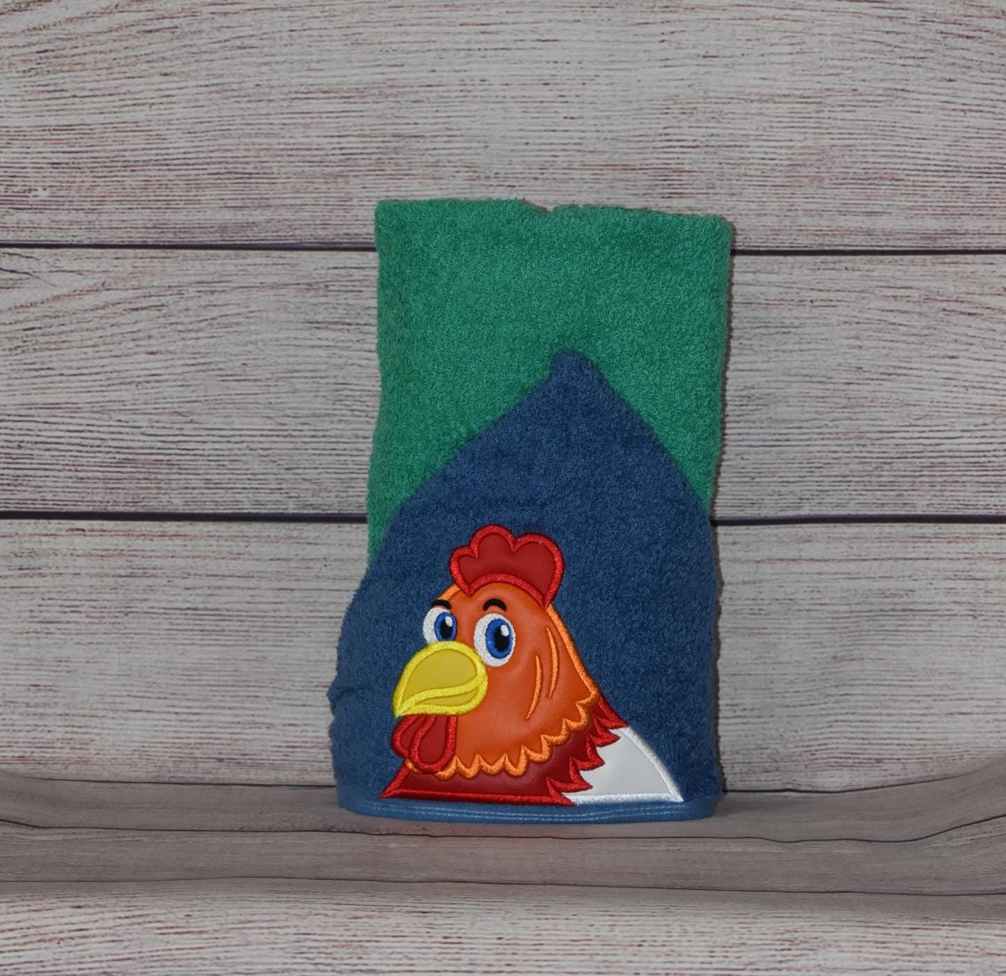 Chicken Hooded Towel, Personalized Free, Unique Gift, Bath Towel, Pool Towel, Beach Towel, Child Towel - Thumbnail 2