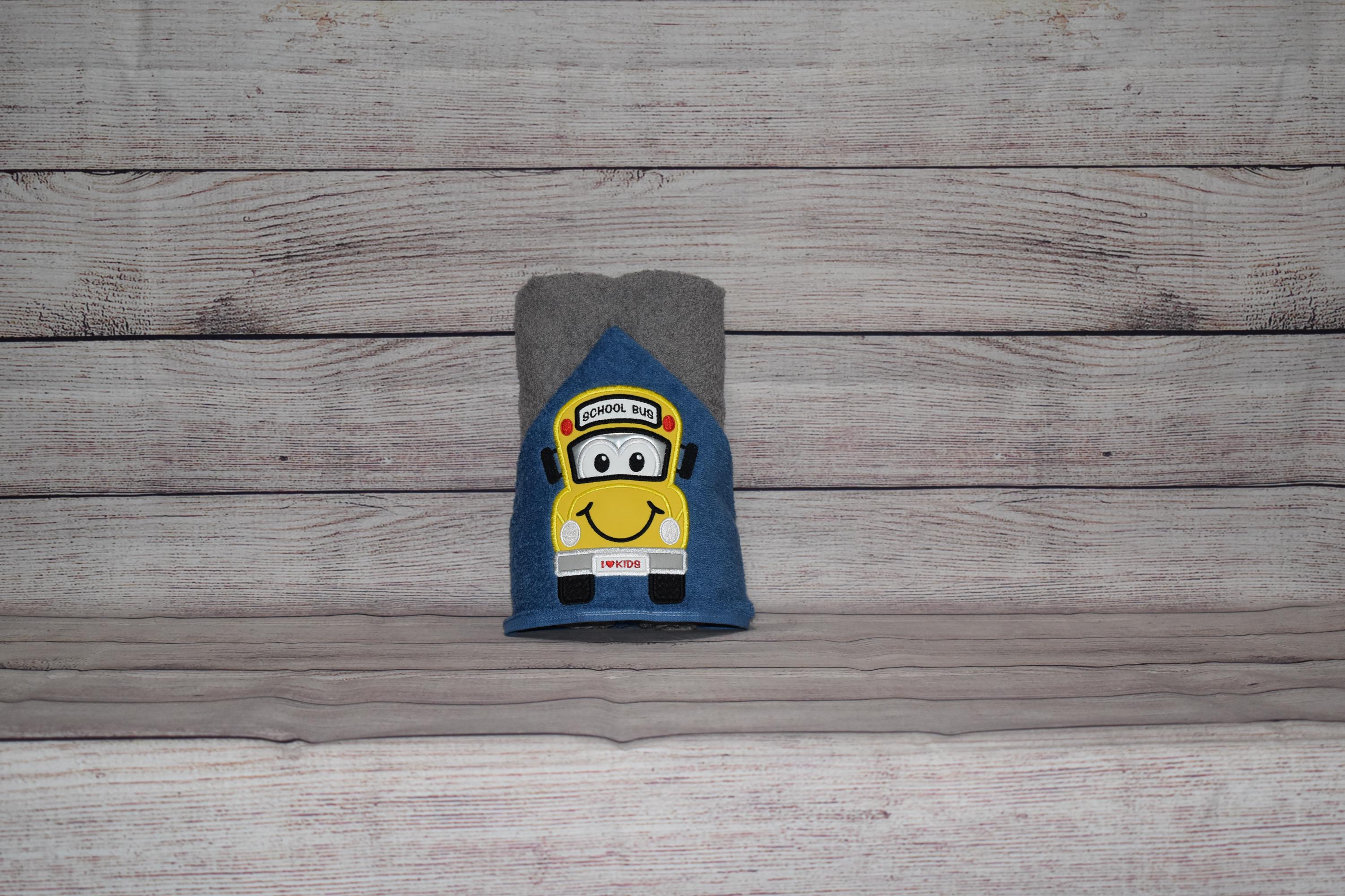 School Bus Hooded Towel, Personalized Free, Unique Gift, Bath Towel, Pool Towel, Beach Towel, Child Towel - Thumbnail 2