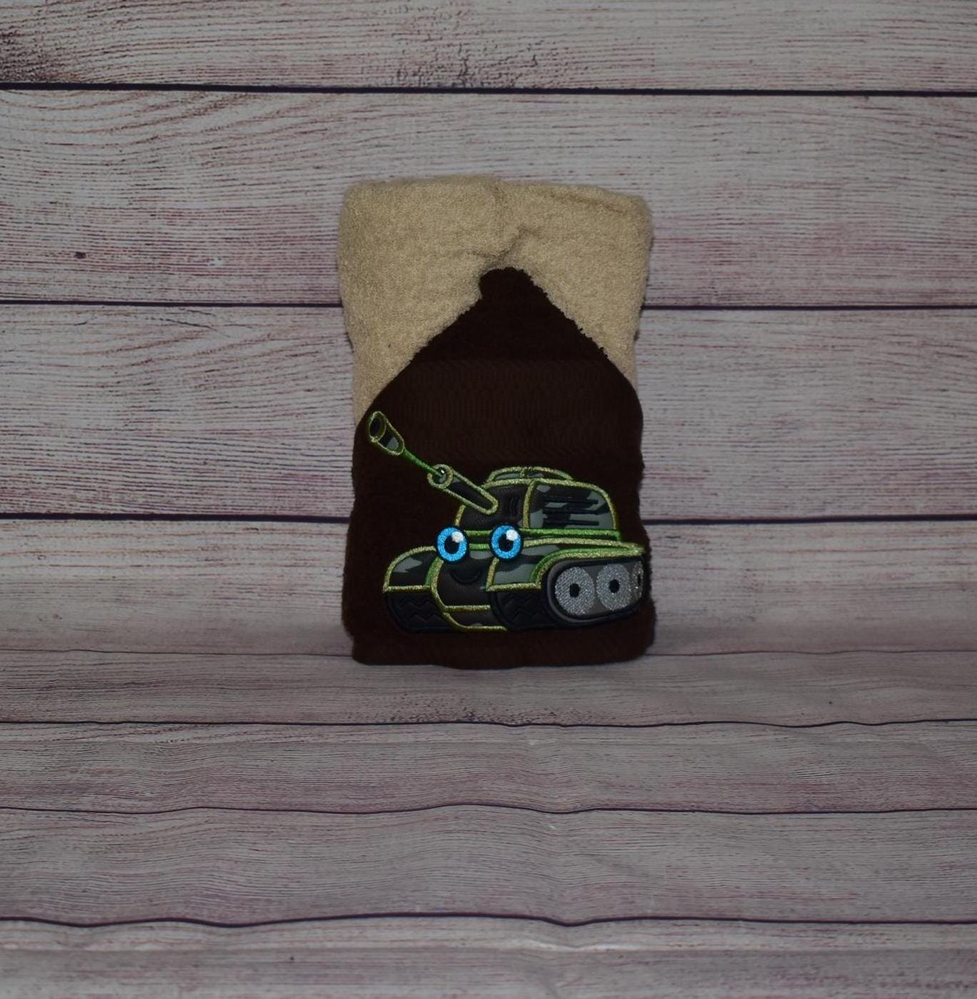 Army Tank Hooded Towel, Personalized Free, Unique Gift, Bath Towel, Pool Towel, Beach Towel, Child Towel - Thumbnail 4