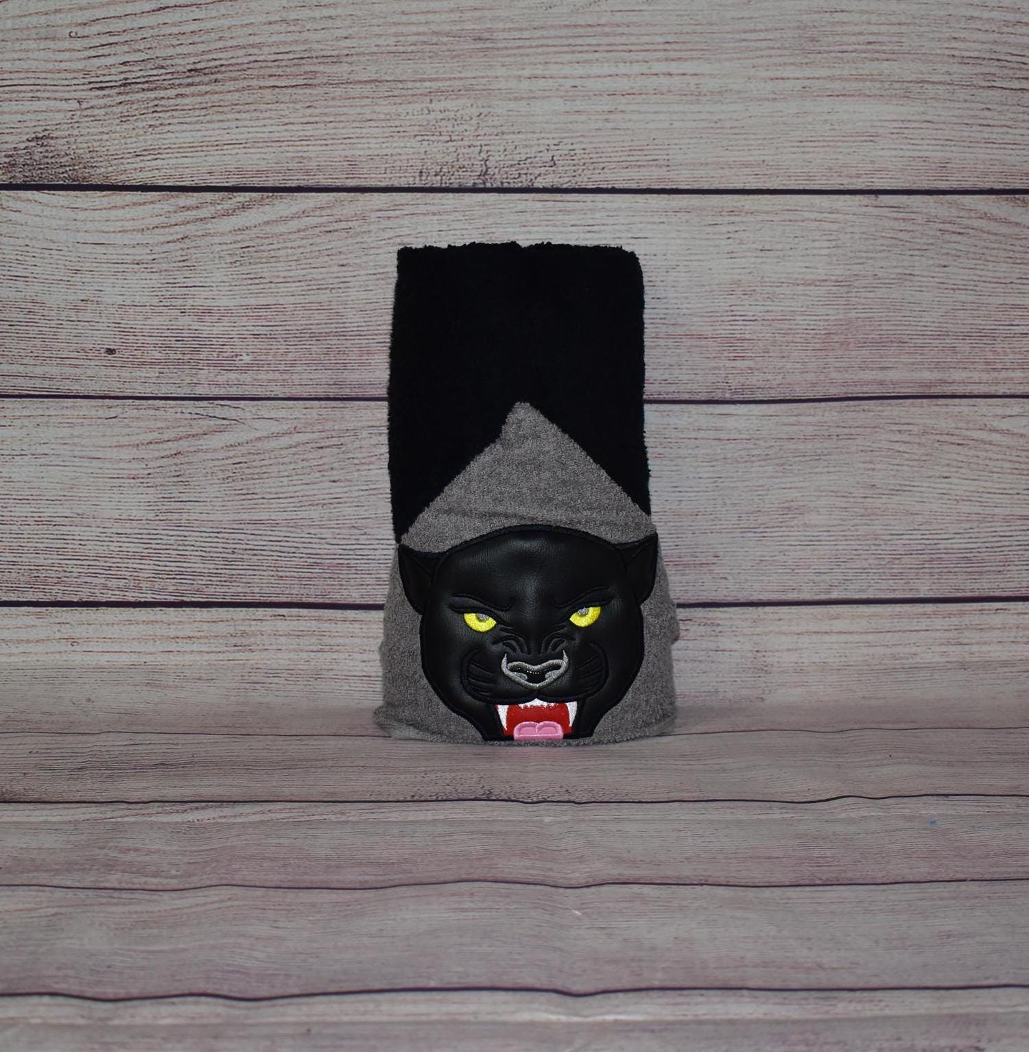 Panther Hooded Towel, Personalized Free, Unique Gift, Bath Towel, Pool Towel, Beach Towel, Child Towel - Thumbnail 2