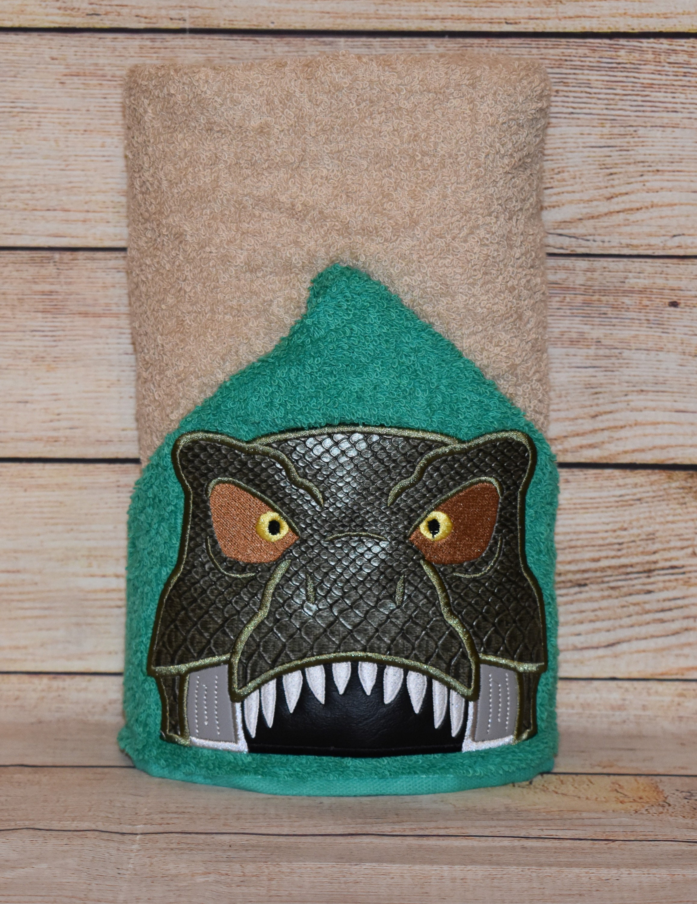 Dinosaur Hooded Towel, Personalized Free, Unique Gift, Bath Towel, Pool Towel, Beach Towel, Child Towel - Thumbnail 3