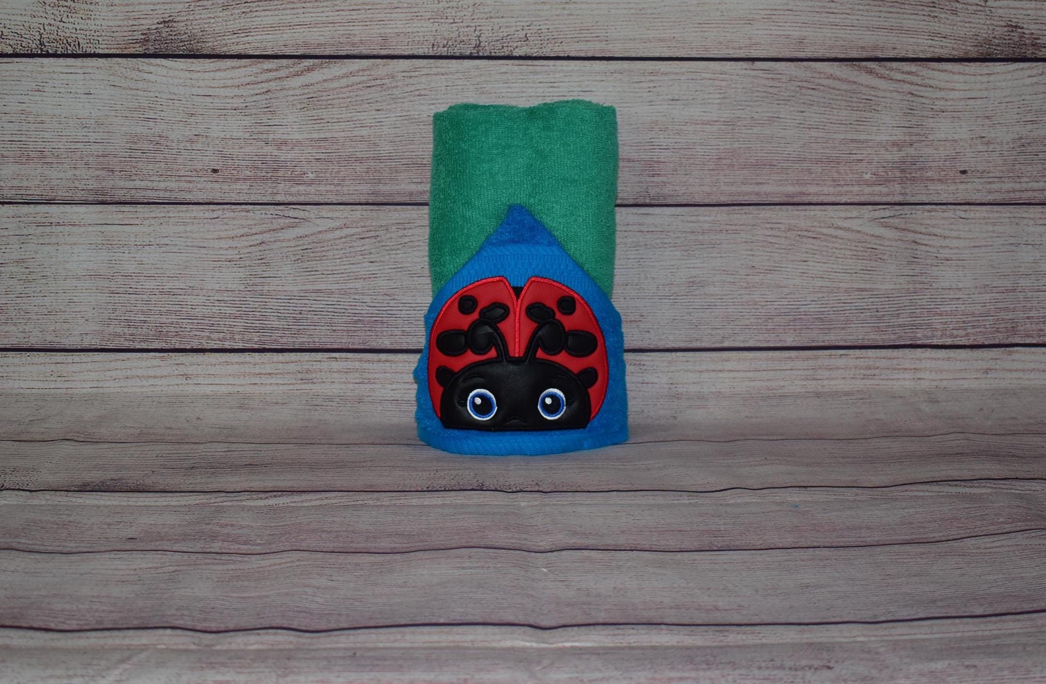 Ladybug Hooded Towel, Personalized Free, Unique Gift, Bath Towel, Pool Towel, Beach Towel, Child Towel - Image 1