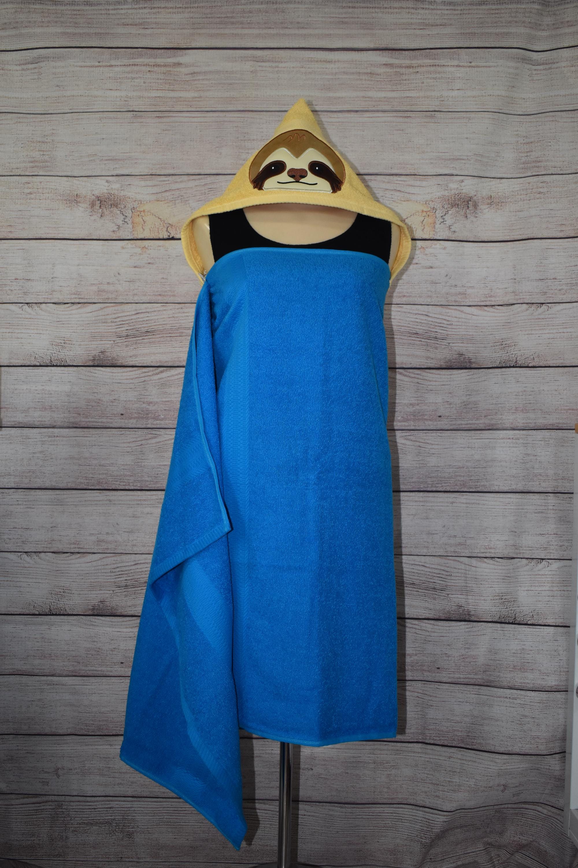 Sloth Hooded Towel, Personalized Free, Unique Gift, Bath Towel, Pool Towel, Beach Towel, Child Towel - Thumbnail 2