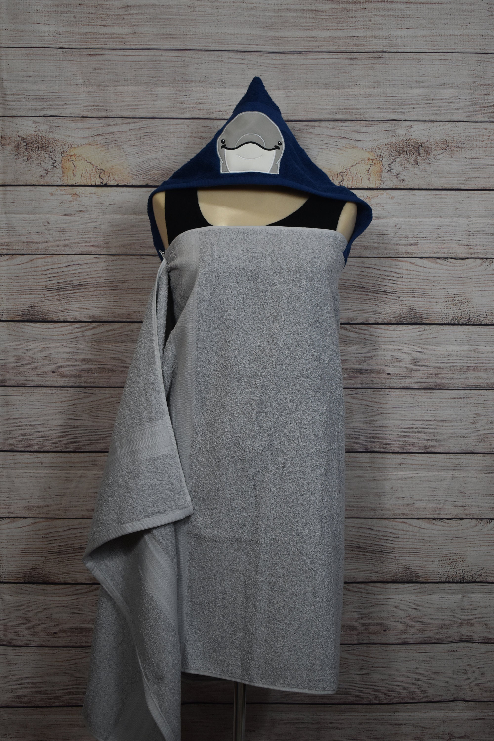 Dolphin Hooded Towel, Personalized Free, Bath Towel, Pool Towel, Beach Towel, Child Towel, Unique Gift - Thumbnail 4