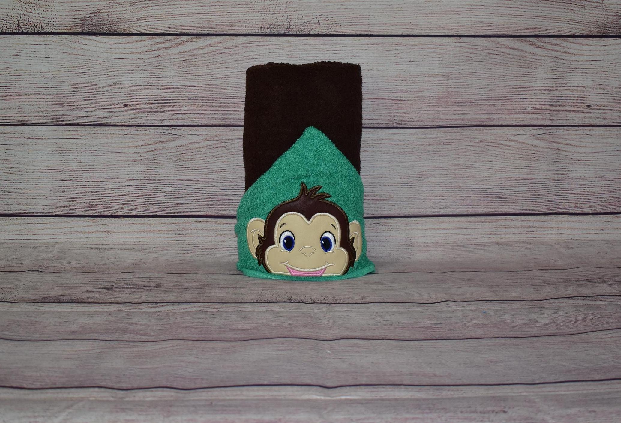 Monkey Hooded Towel, Personalized Free, Unique Gift, Bath Towel, Pool Towel, Beach Towel, Child Towel - Image 1