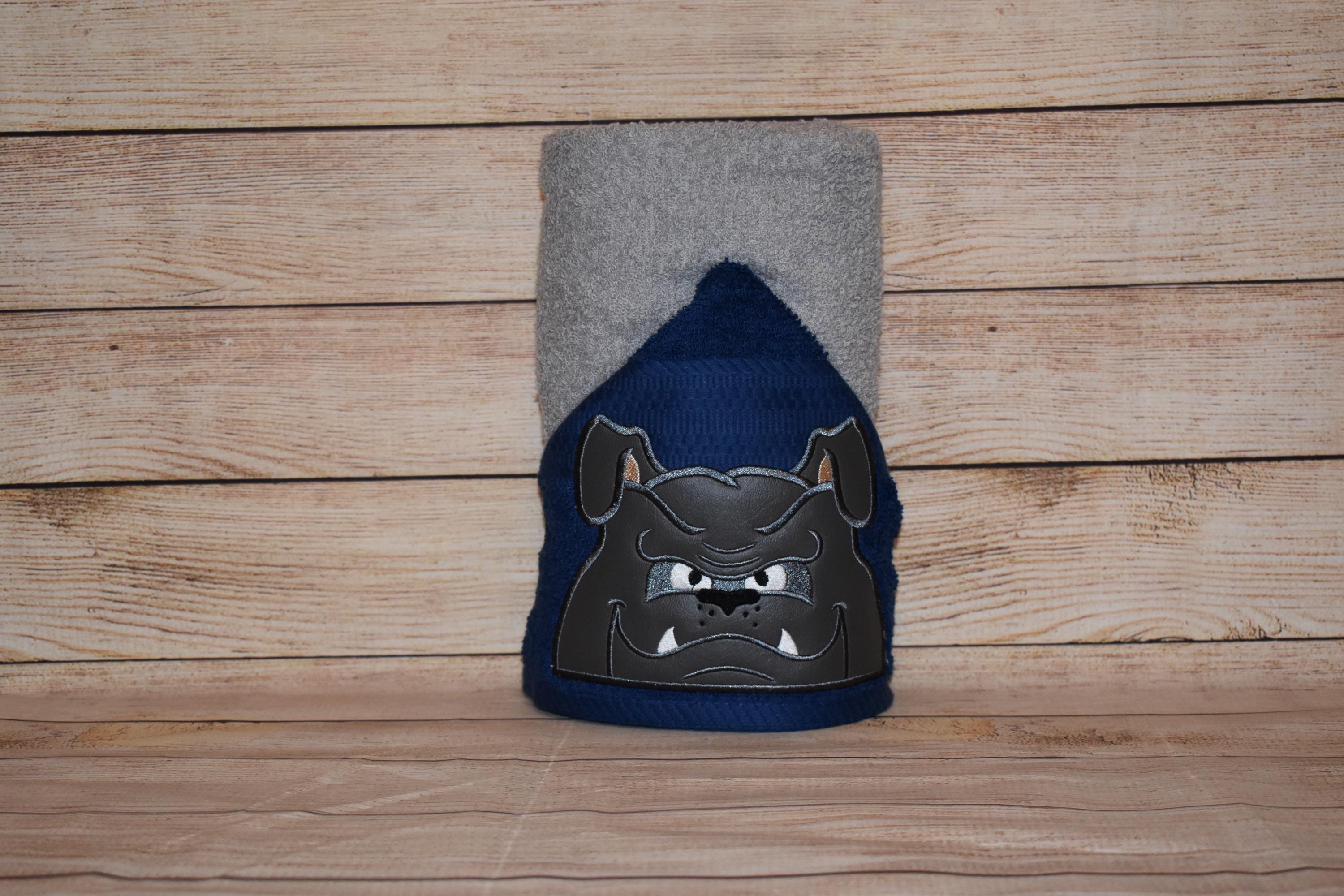 Bulldog Hooded Towel, Personalized Free, Unique Gift, Bath Towel, Pool Towel, Beach Towel, Child Towel
