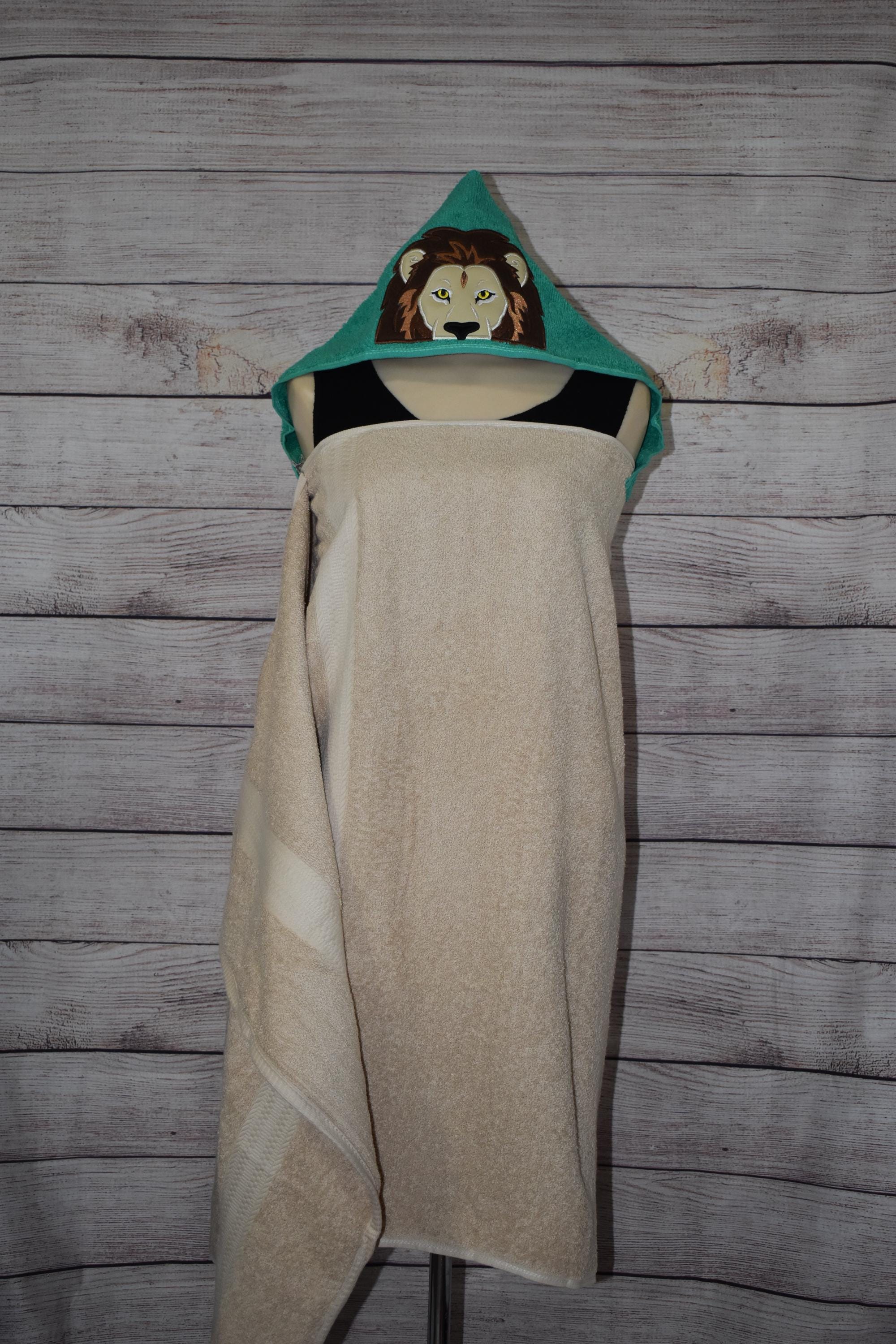 Lion Hooded Towel, Personalized Free, Unique Gift, Bath Towel, Pool Towel, Beach Towel, Child Towel - Thumbnail 2