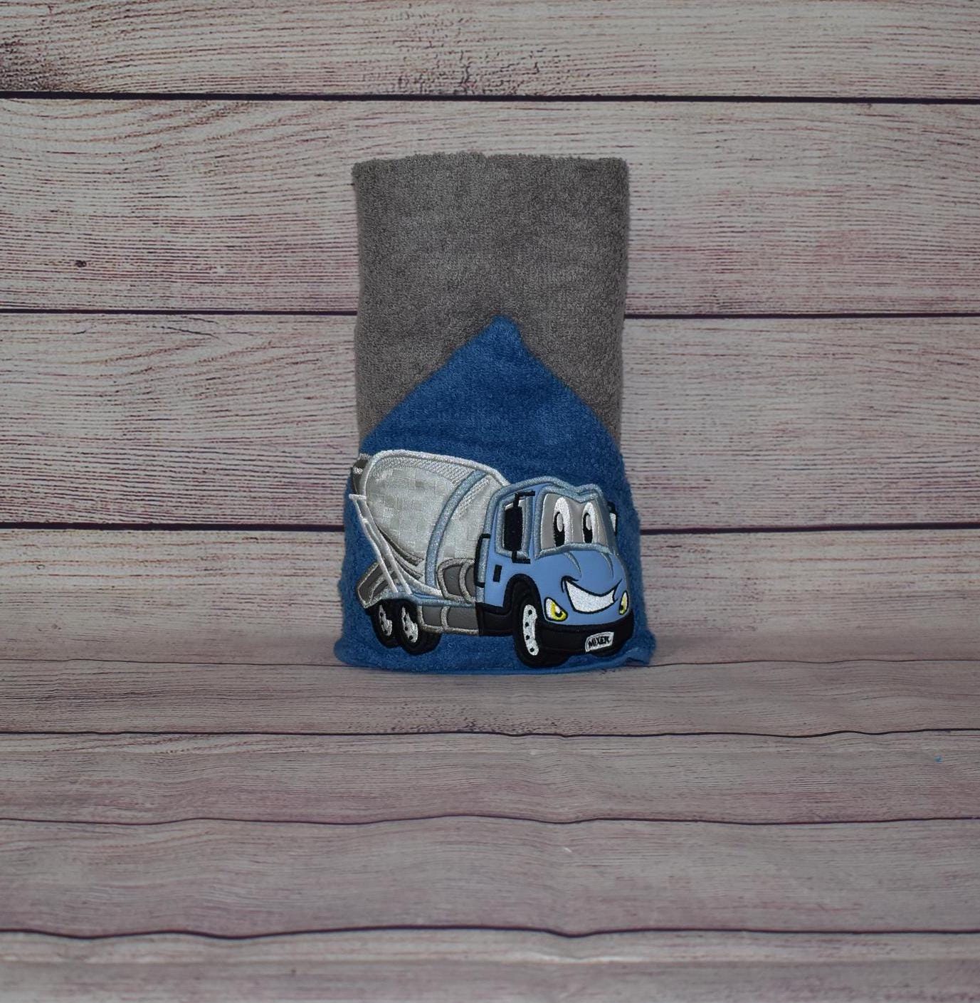 Cement Mixer Hooded Towel, Personalized Free, Unique Gift, Bath Towel, Pool Towel, Beach Towel, Child Towel - Thumbnail 2