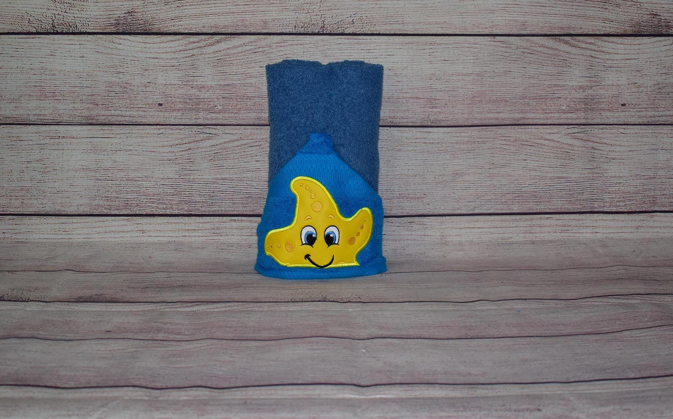 Starfish Hooded Towel, Personalized Free, Unique Gift, Bath Towel, Pool Towel, Beach Towel, Child Towel - Image 1