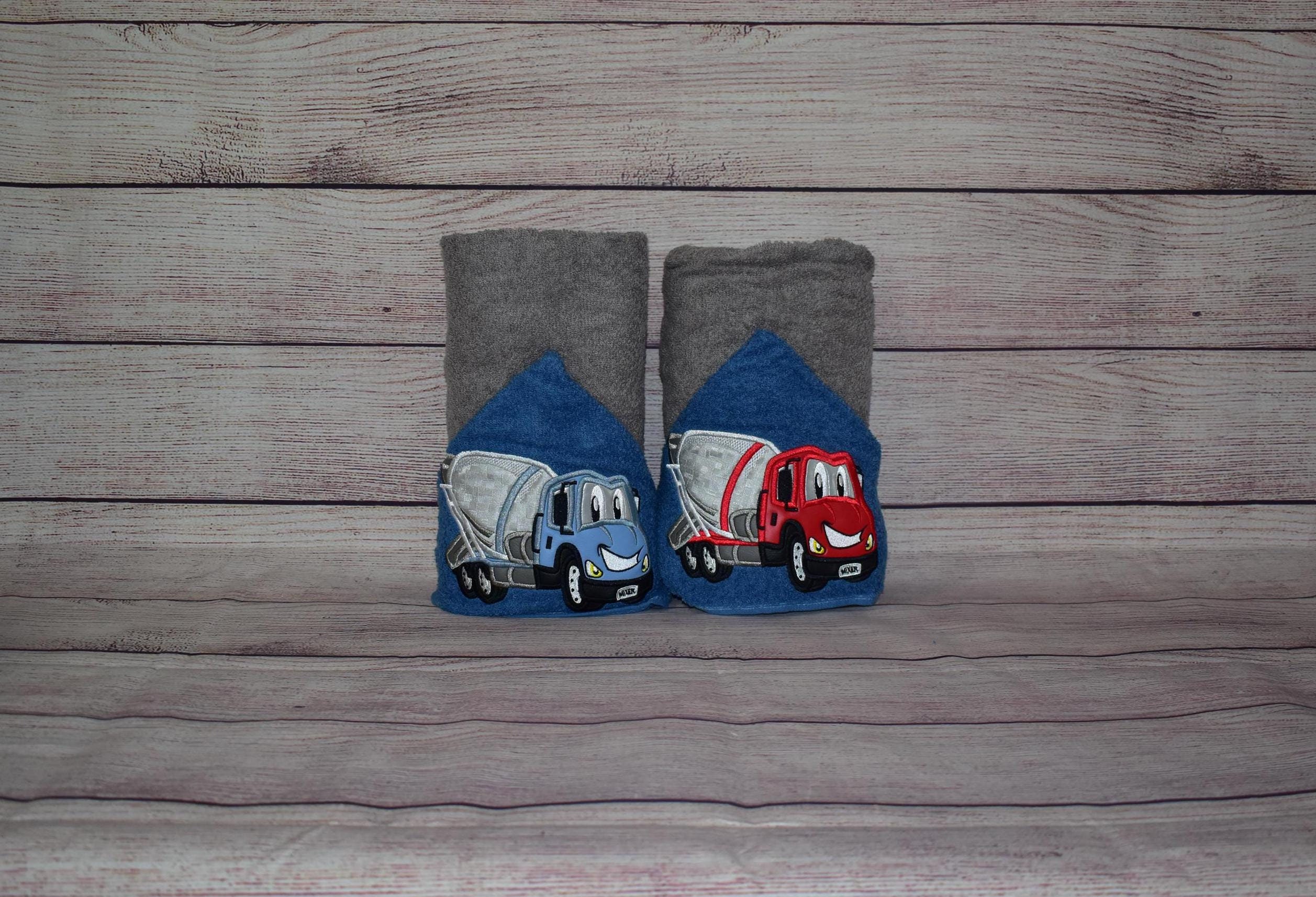 Cement Mixer Hooded Towel, Personalized Free, Unique Gift, Bath Towel, Pool Towel, Beach Towel, Child Towel - Image 1