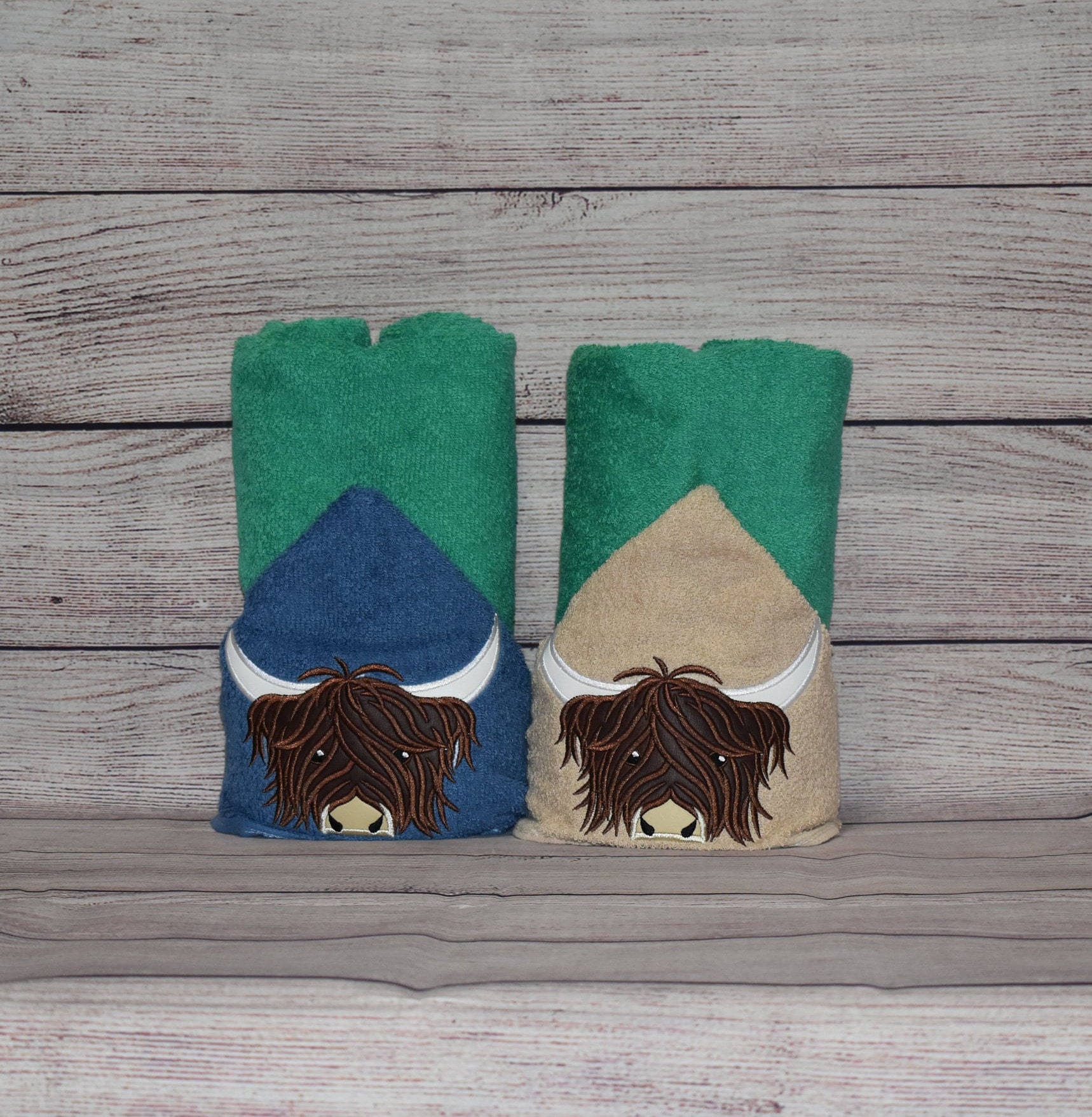 Personalized Highland Cow Hooded Towel for kids, gifts for kids, hooded bath towel for toddlers, baby shower gift, pool towels
