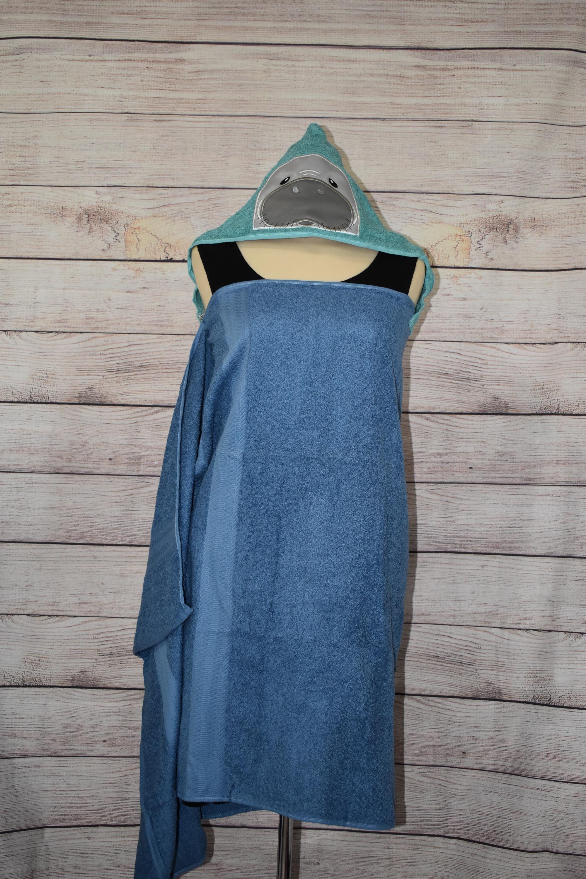Manatee Hooded Towel, Personalized Free, Unique Gift, Bath Towel, Pool Towel, Beach Towel, Child Towel - Thumbnail 2