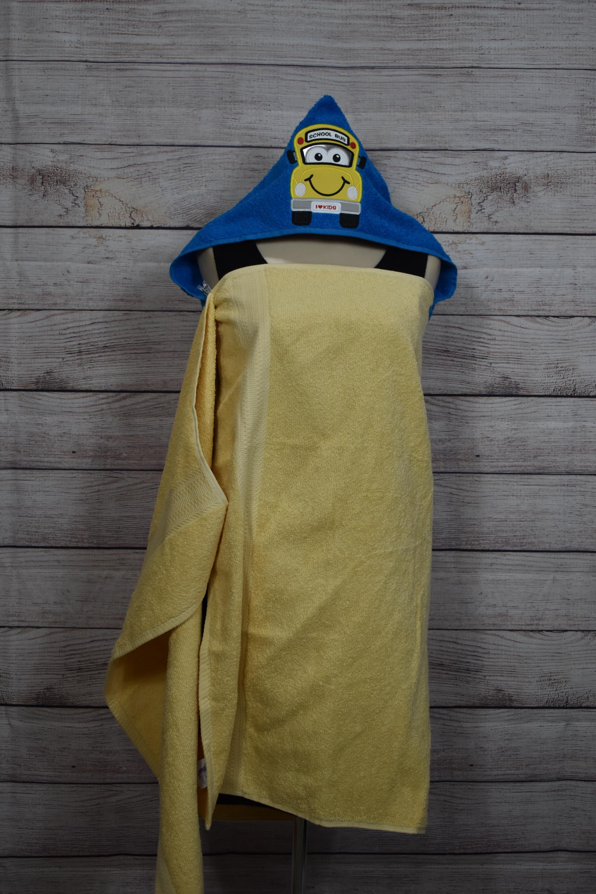 School Bus Hooded Towel, Personalized Free, Unique Gift, Bath Towel, Pool Towel, Beach Towel, Child Towel - Thumbnail 4