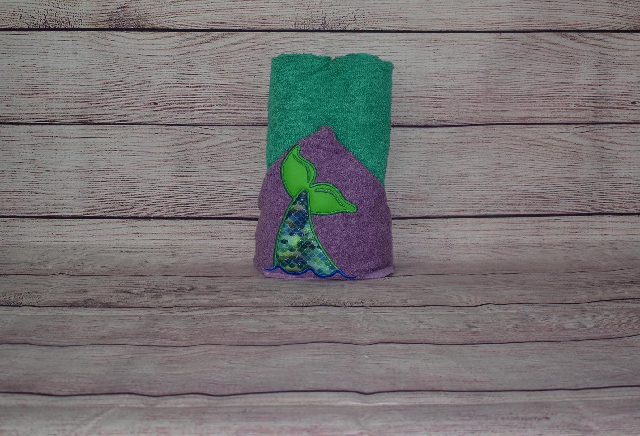 Mermaid Tail Hooded Towel, Personalized Free, Unique Gift, Bath Towel, Pool Towel, Beach Towel, Child Towel - Image 1
