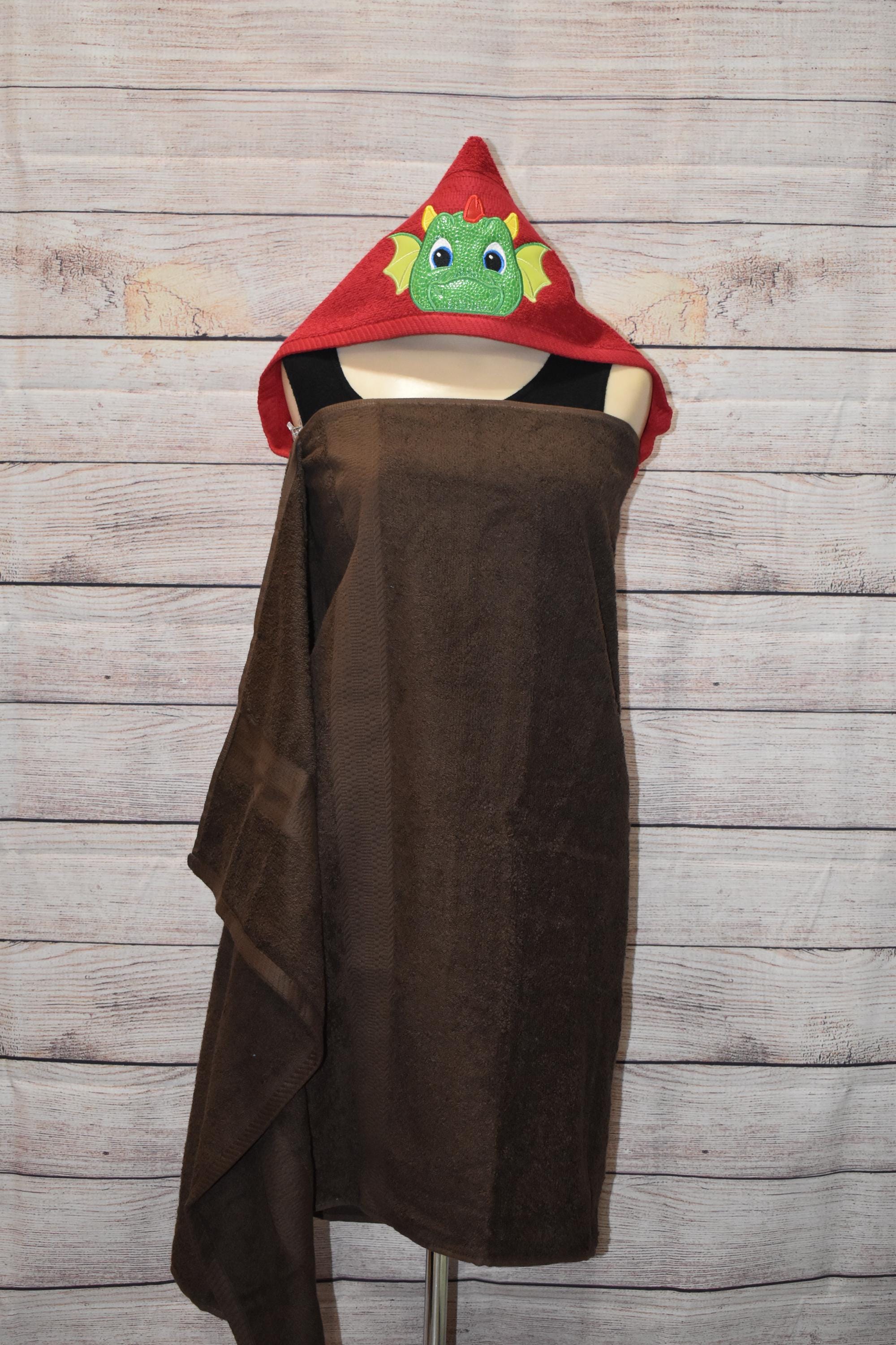Personalized Dragon Hooded Towel for kids, gifts for kids, hooded bath towel for toddlers, baby shower gift, pool towels - Thumbnail 4