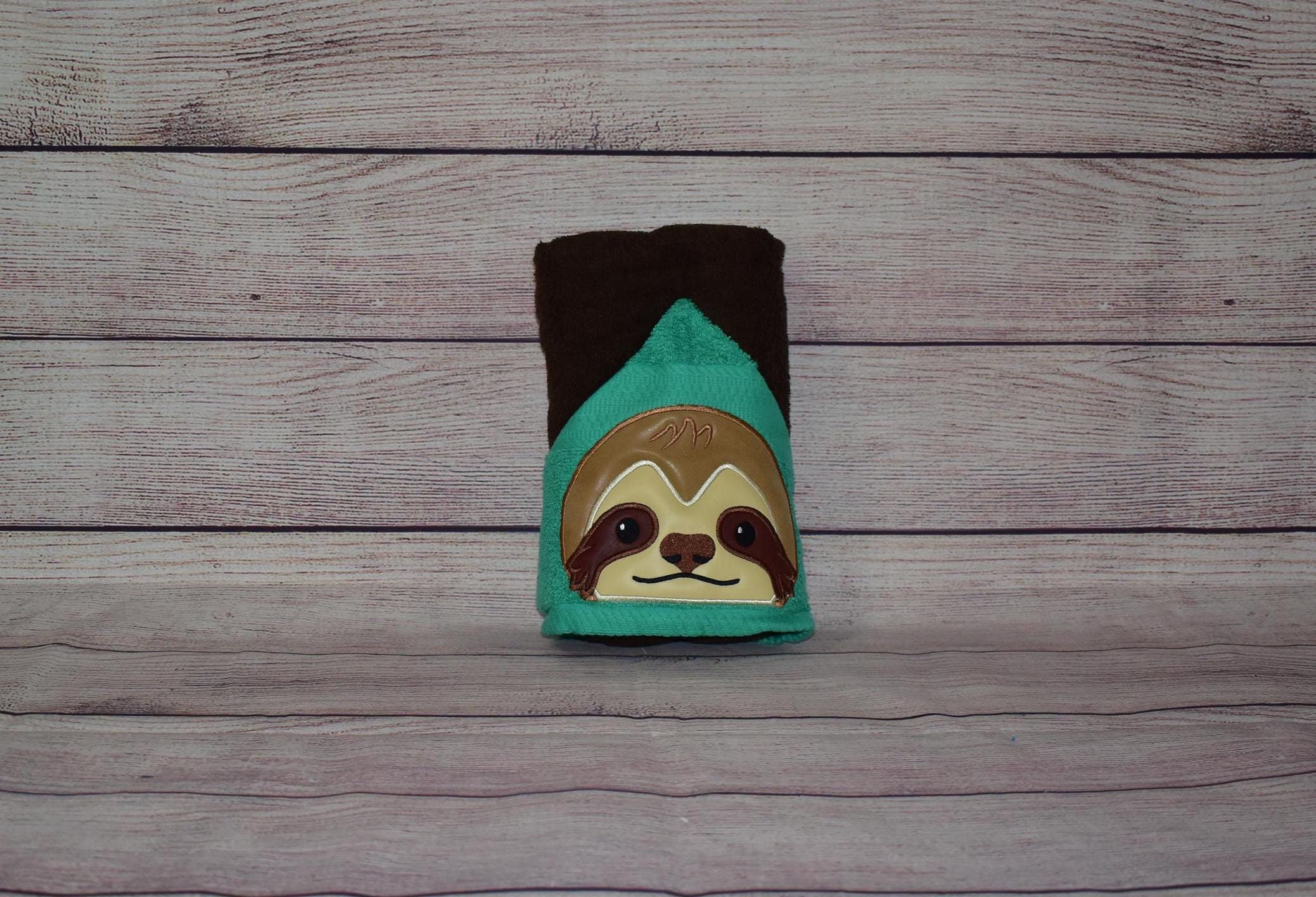 Sloth Hooded Towel, Personalized Free, Unique Gift, Bath Towel, Pool Towel, Beach Towel, Child Towel - Image 1