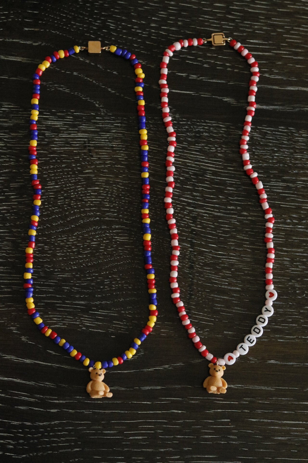 Teddy bear beaded necklace Etsy.de