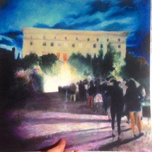 Line in front of Berghain Poster 40 x 40 cm Berlin Techno Art Print
