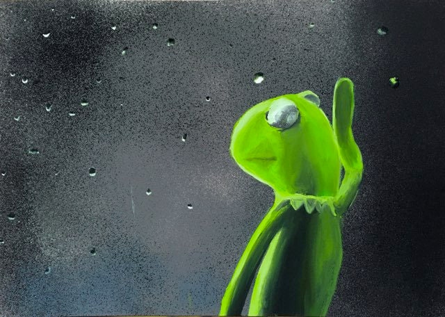 Kermit the Frog Sad Meme Poster/canvas of Original Oil - Etsy Singapore