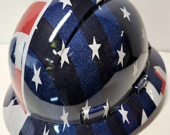 Custom Hydro Dipped AMERICAN FLAG Full Brim Hard Hat