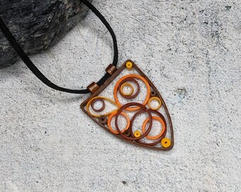 Unique Elegant Lightweight Pendant Necklace, Handmade Brown Orange Jewelry