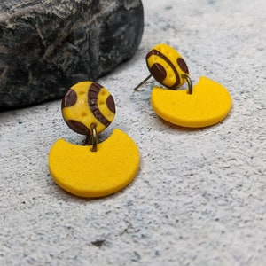 Handmade Elegant Yellow Drop Earrings, Dotted Statement Jewelry