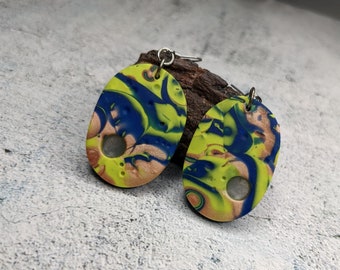 Colorful Dangle Earrings, Handmade Statement Earrings, Unique Clay Jewelry, Statement Jewelry For Women, Unique Gift For Mother's Day