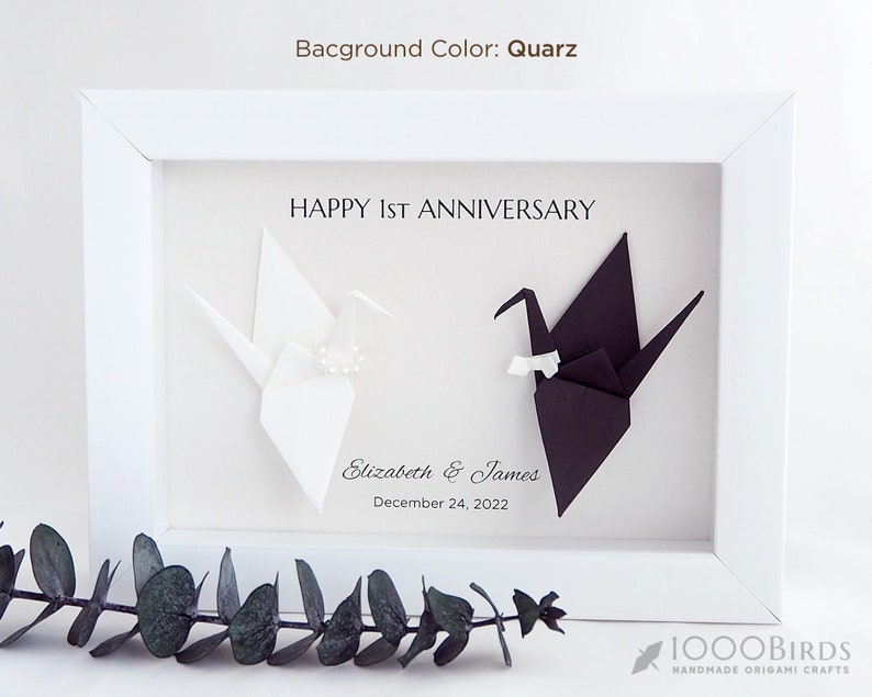 Origami Crane Paper Anniversary Gifts, First Anniversary Gift, Personalized Love Gift, Love Birds, Origami Crane Wedding, Gift for Him image 3