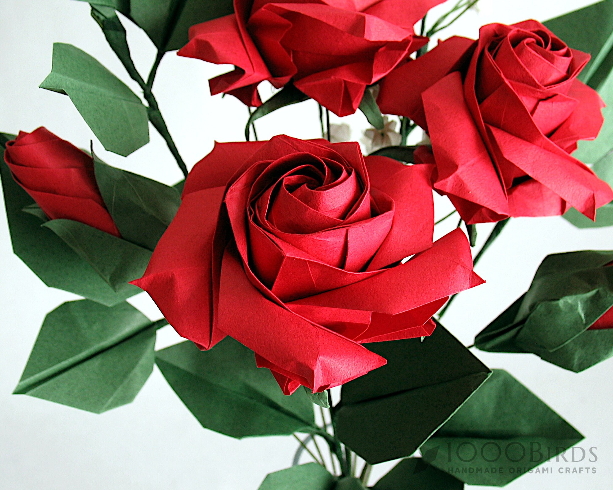 Ramo de rosas de papel arcoíris, flores de origami, regalo de