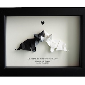 Personalized Origami Cat Couple Gift, Nine Lives With You, 9 Lives With You, Cats Cuddling Two Cats Hugging, Snuggle Cat Couple Decor