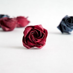 Origami Rose örhänge: Sterlingsilver, pappersblomma, kawaii bijoux bild 3