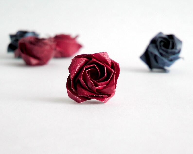 Origami Rose örhänge: Sterlingsilver, pappersblomma, kawaii bijoux bild 3
