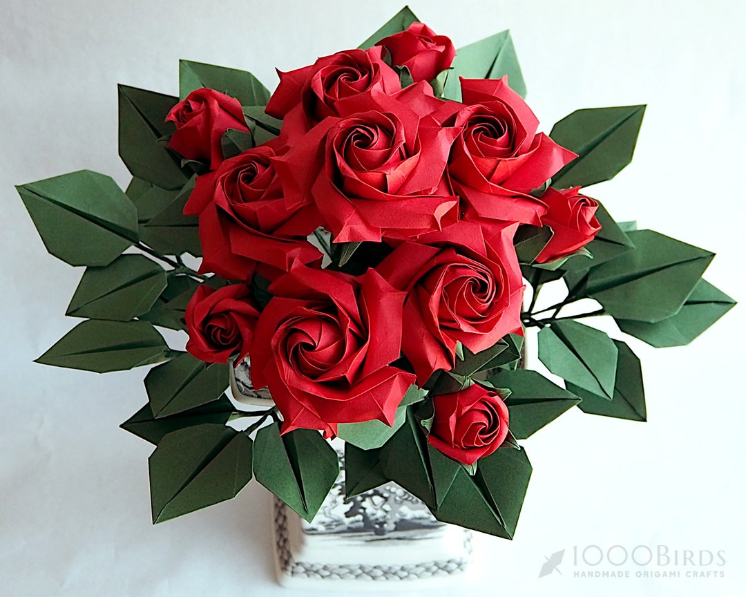 Valentine's Day Rose, Origami Paper Rose, Flower Bouquet, Origami