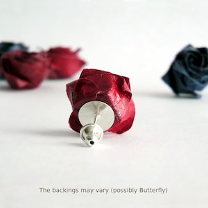 Origami Rose örhänge: Sterlingsilver, pappersblomma, kawaii bijoux bild 4