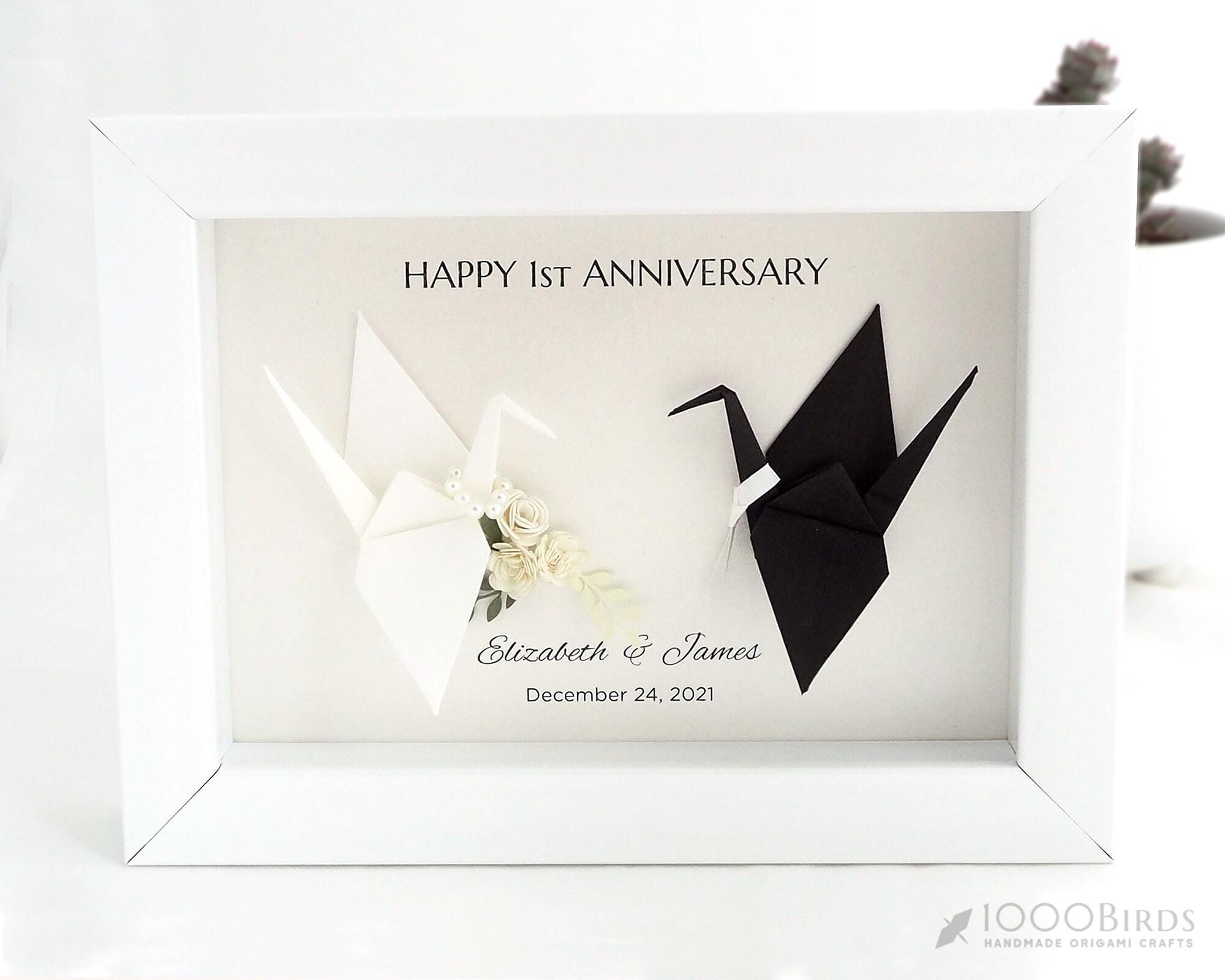 Hand Folded Cranes And Bouquet Frame
