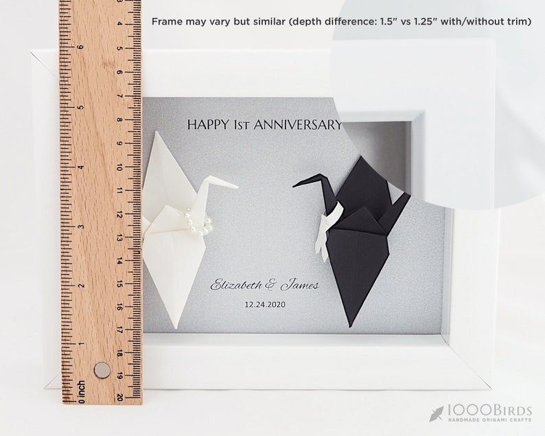 Origami Crane Paper Anniversary Gifts, First Anniversary Gift, Personalized Love Gift, Love Birds, Origami Crane Wedding, Gift for Him image 7